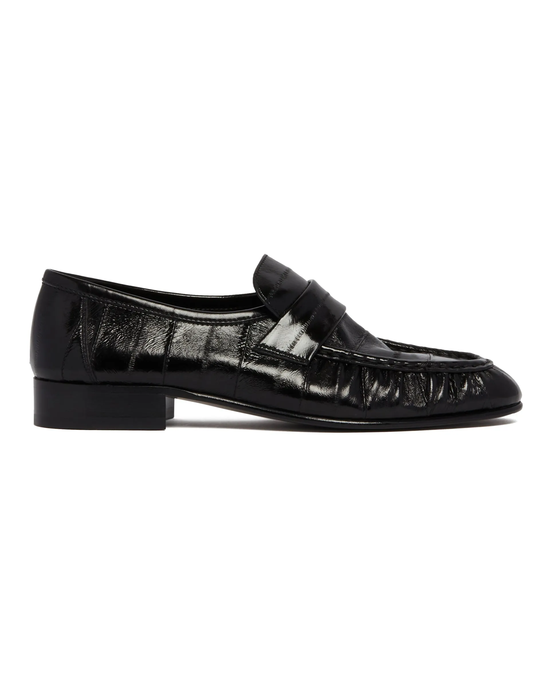 Black Eelskin Leather Loafers