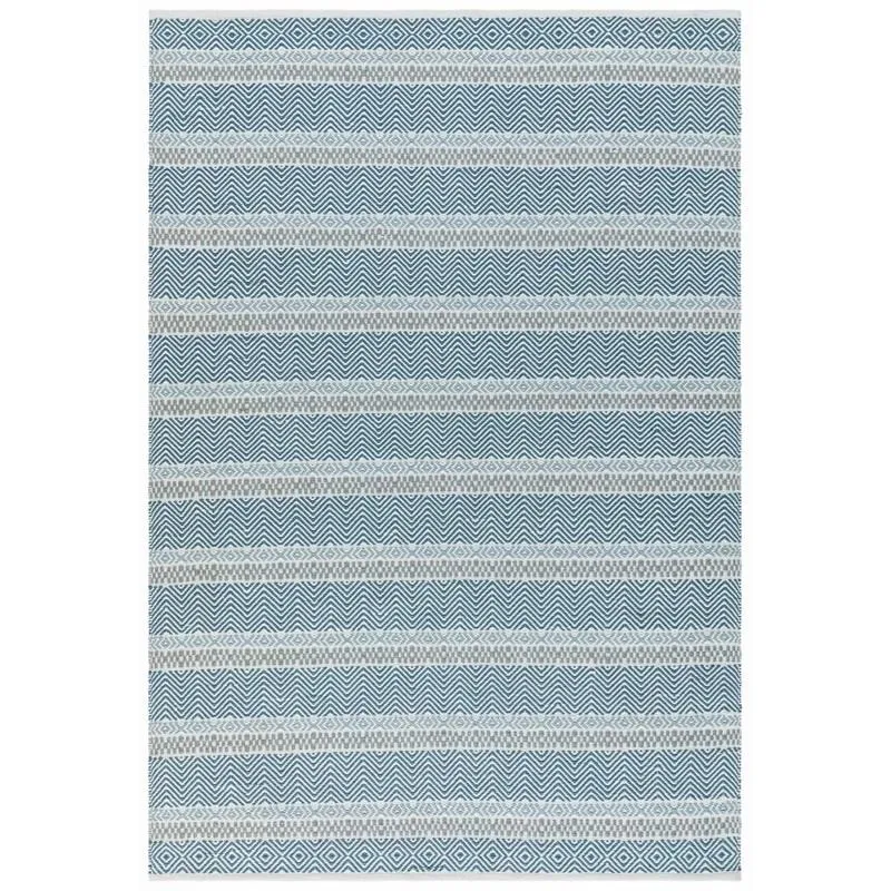 Boho Striped Patio Rug - Blue