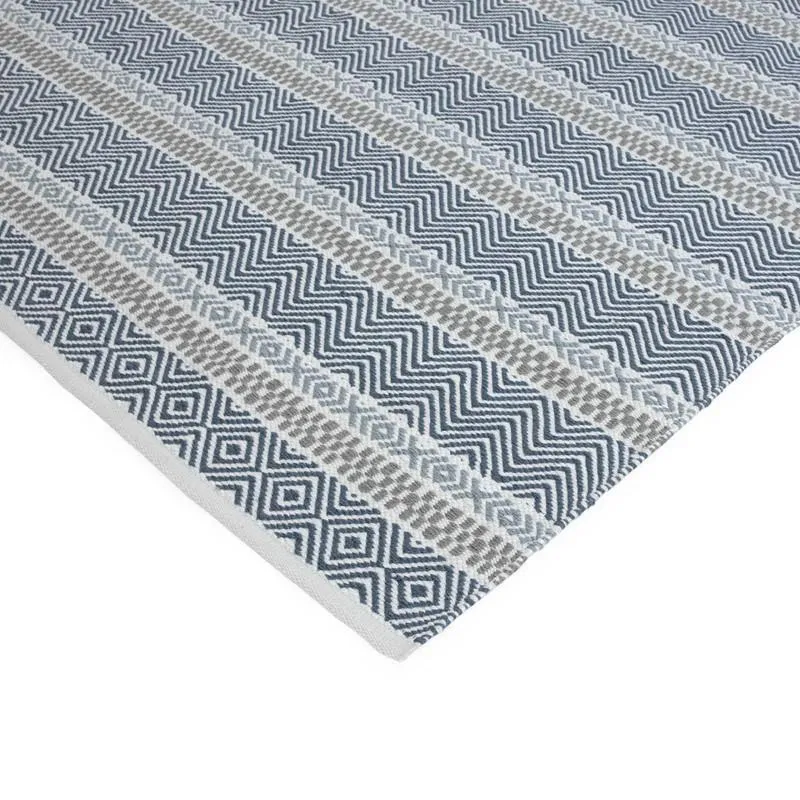 Boho Striped Patio Rug - Blue