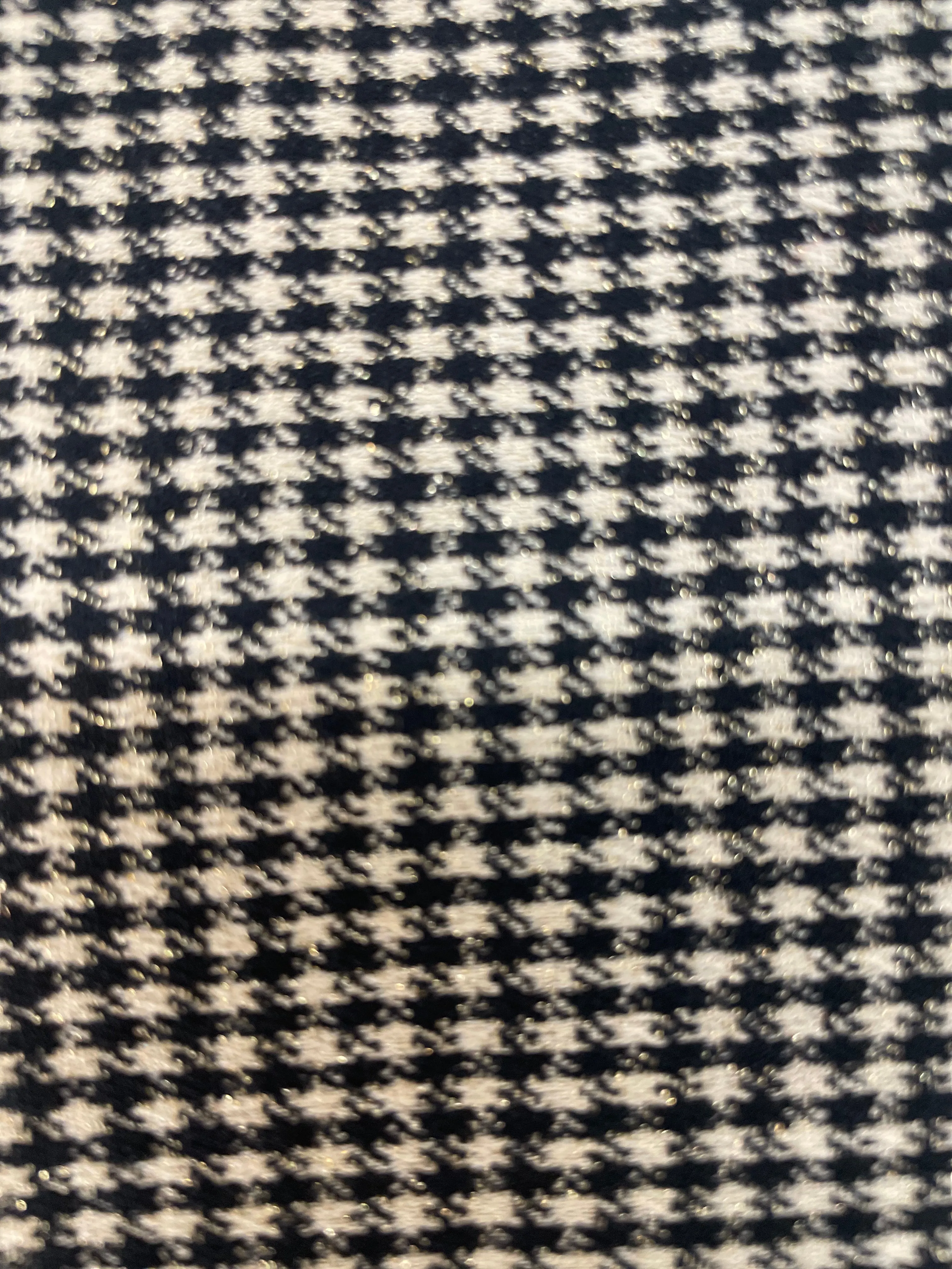 Cotton Mini Plaid - Black & White - Gold Lurex