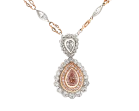 Fancy Orangey-Pink Diamond Necklace, 0.84 Carat