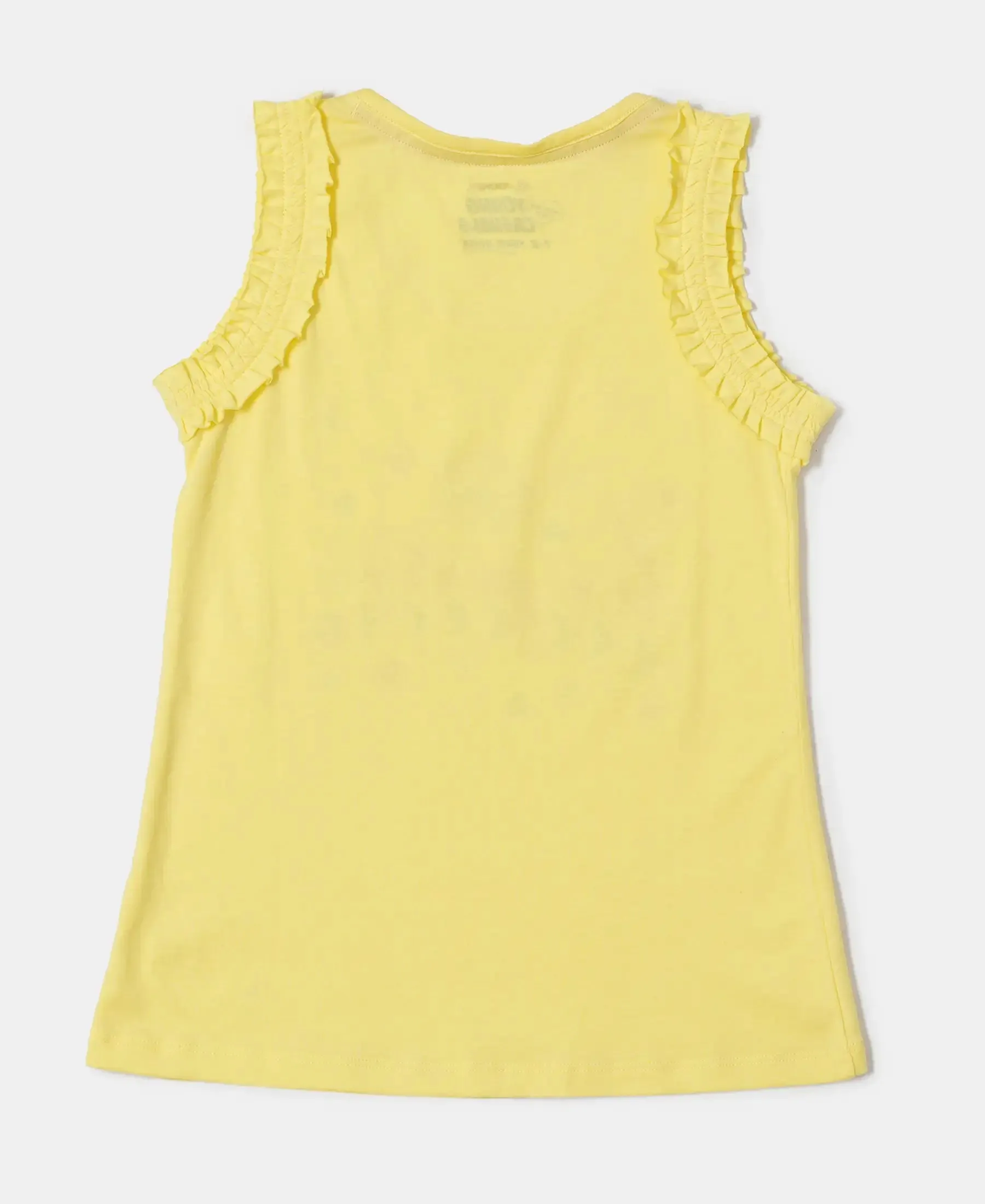 Girl's Super Combed Cotton Graphic Printed Tank Top - Yellow Cream