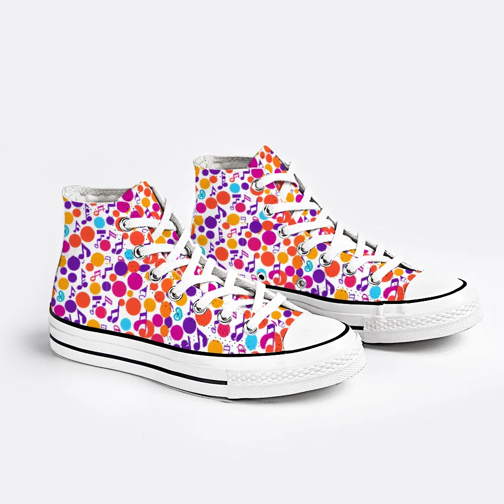 Musical Pattern Collection - Classic Unisex High Top Canvas Sneakers