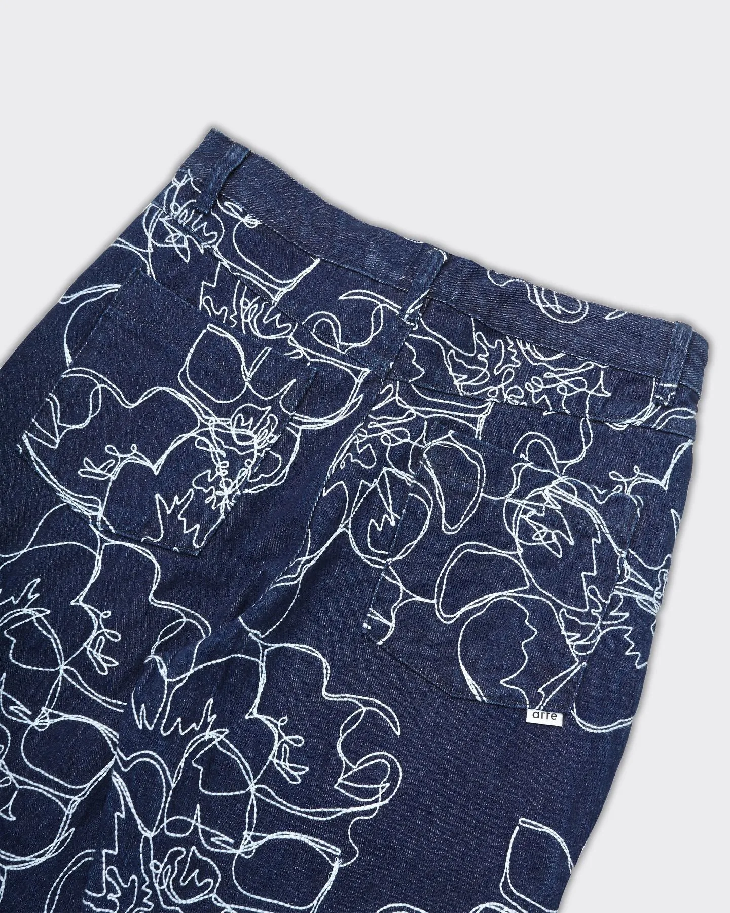 Pantalone Flower Stitch Denim Blu