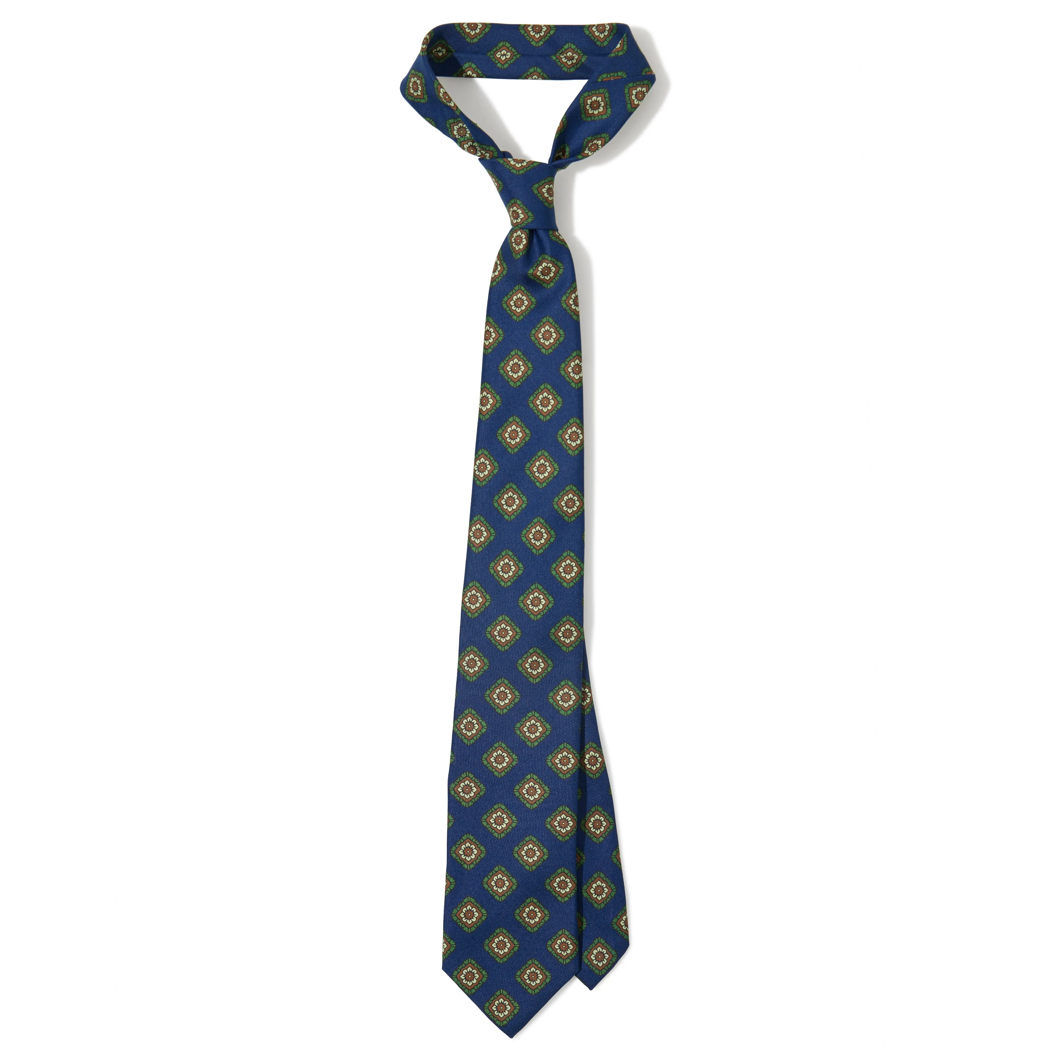 Silk Madder Flower Medallion Tipped Tie