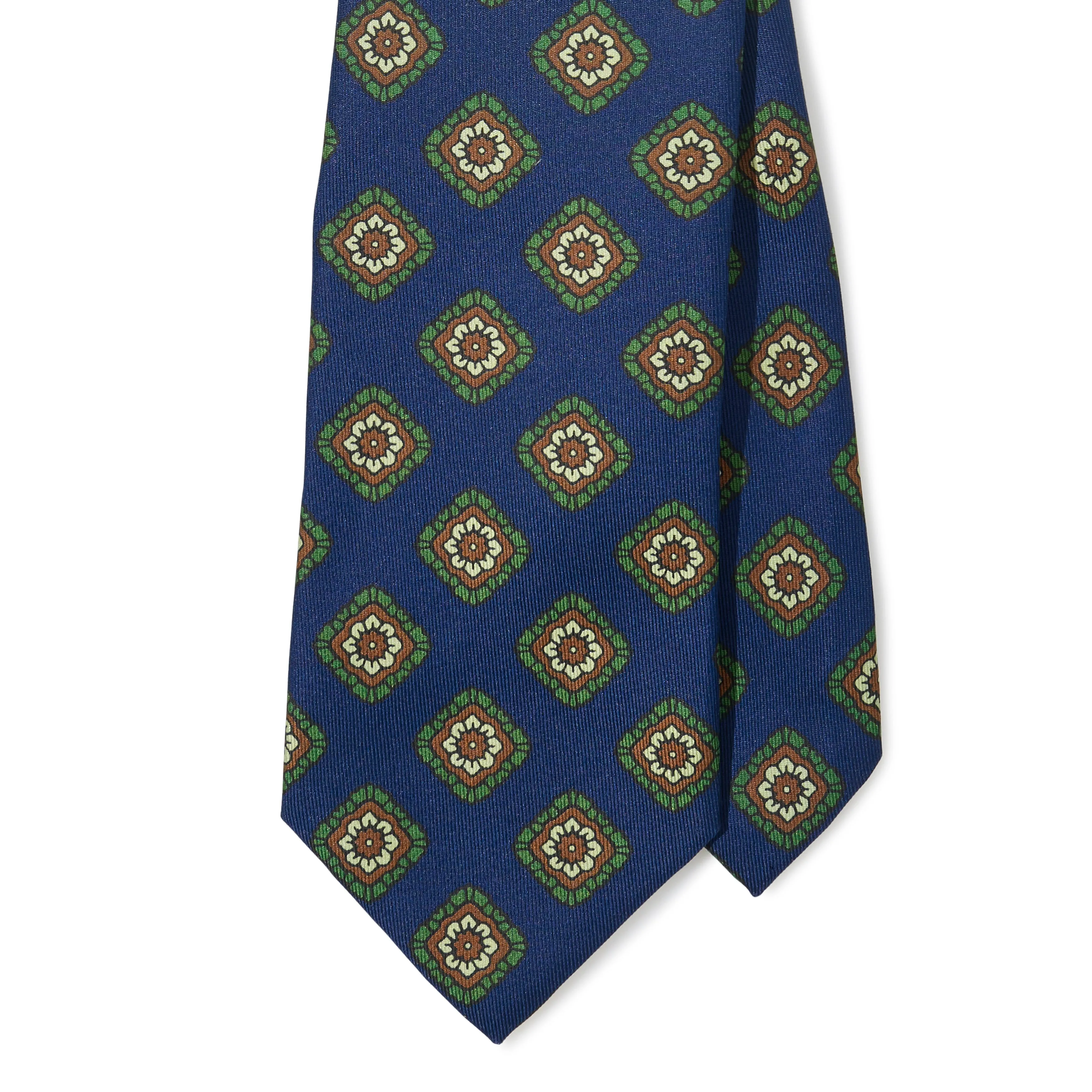 Silk Madder Flower Medallion Tipped Tie