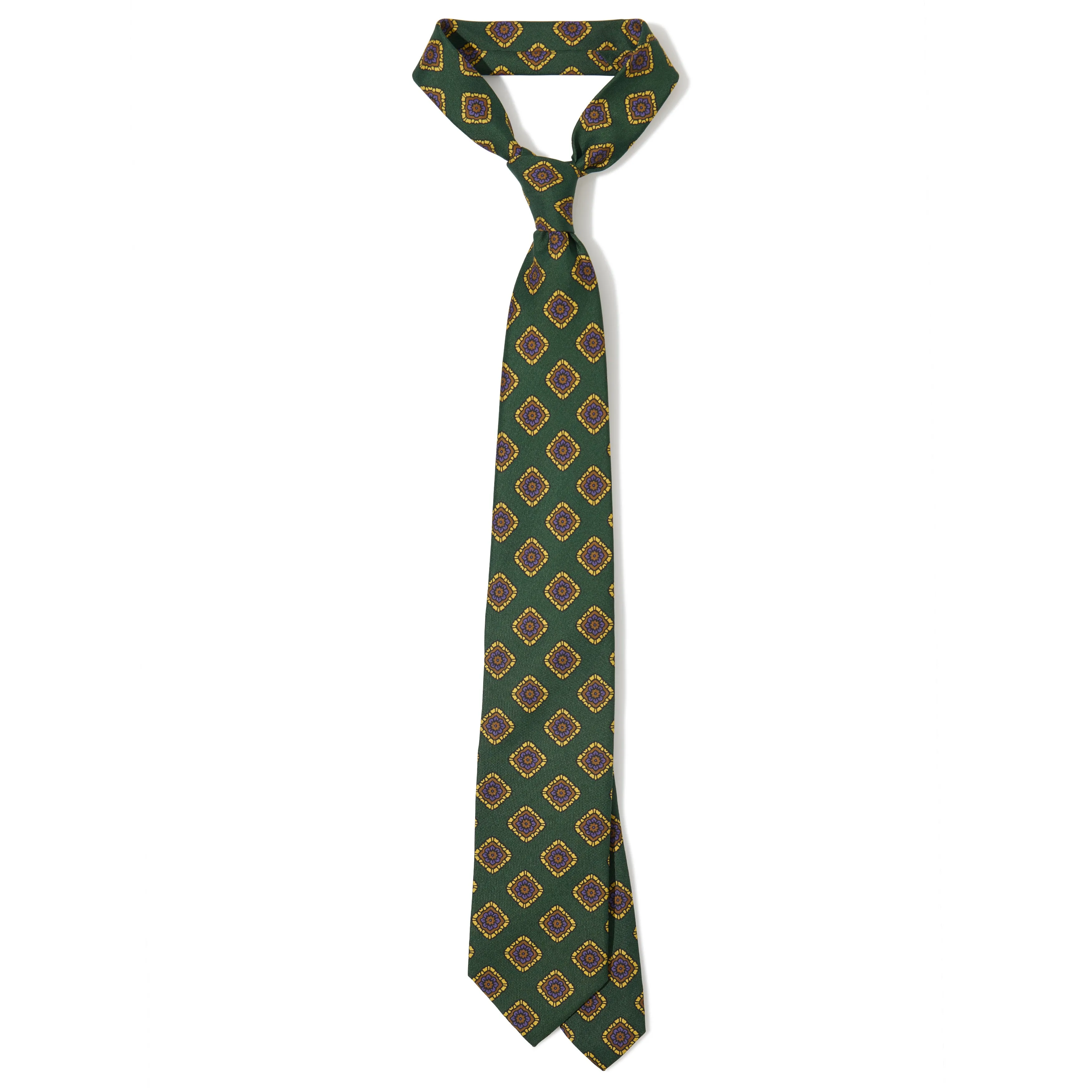 Silk Madder Flower Medallion Tipped Tie