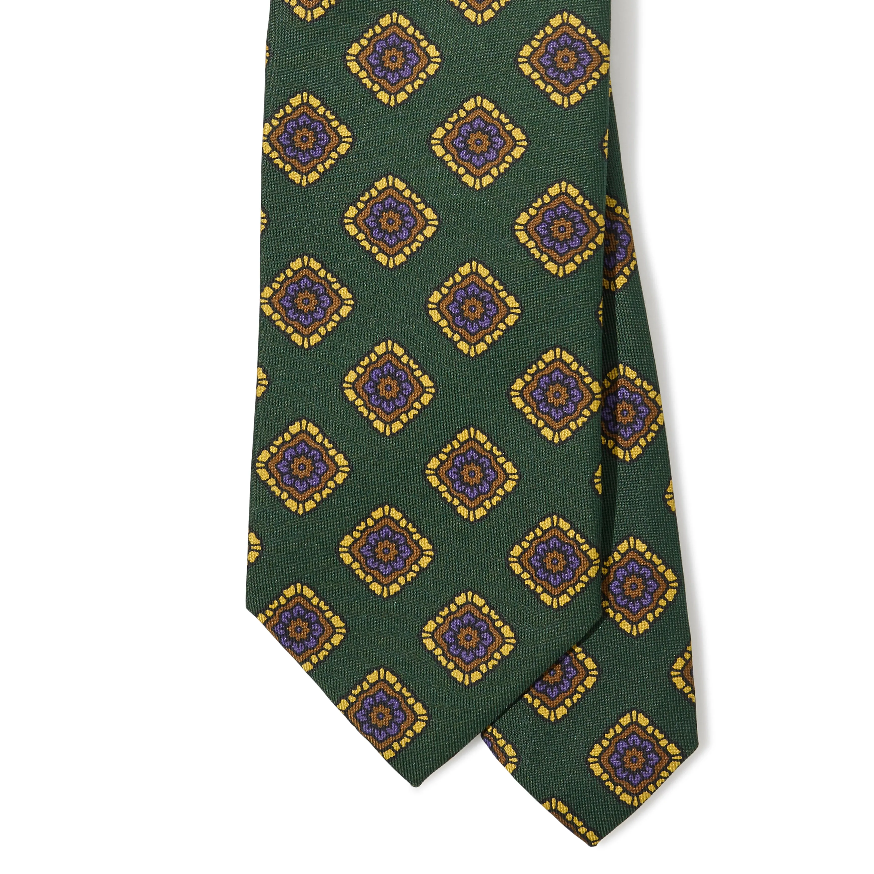 Silk Madder Flower Medallion Tipped Tie